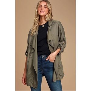 Lulus Lucky Break Olive Oversized Jacket